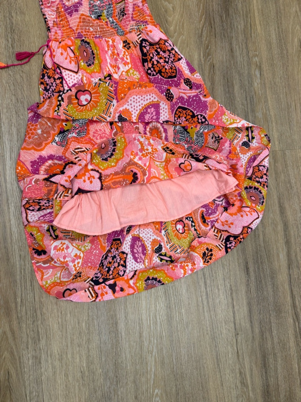 Banjanan Pink & Orange Floral Smocked Dress - M - Picture 11 of 16